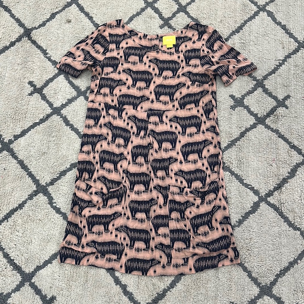 Maeve Pink and Black Animal Print Mini Dress